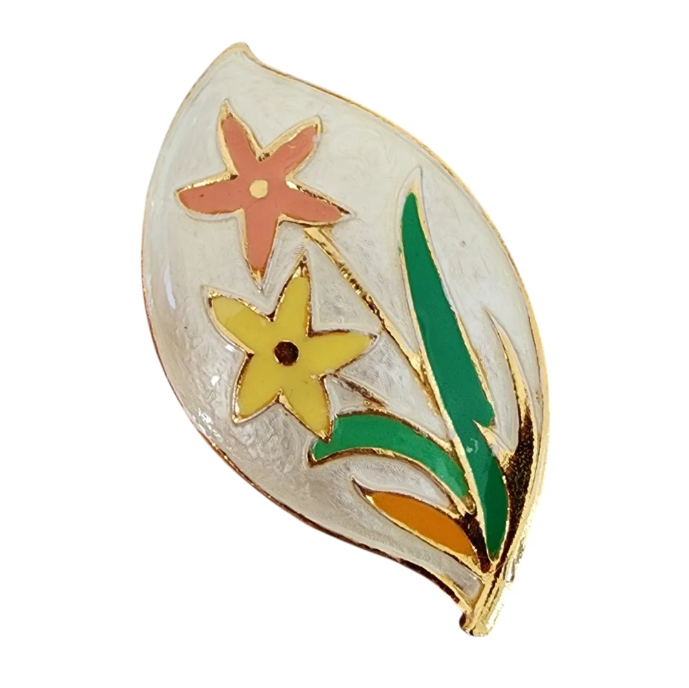 Park Lane vintage brooch pin pendant enamel flower brooch gold  A0252